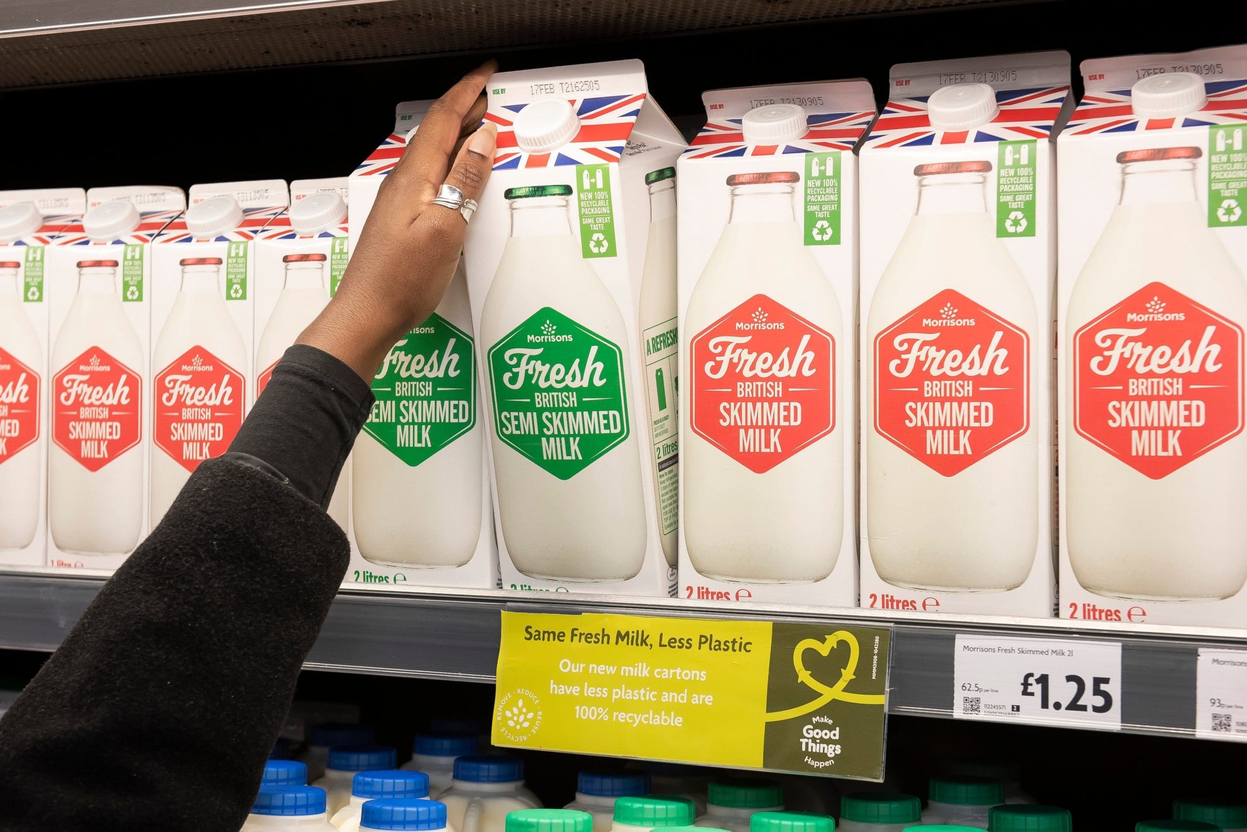 Morrisons moves to carbon milk packaging to reduce plastic
